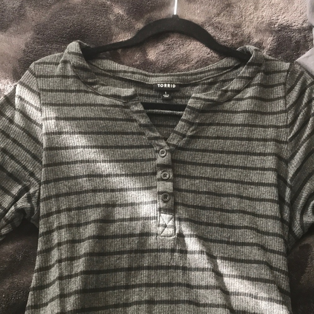 Fitted Grey Striped Long Sleeve Dress